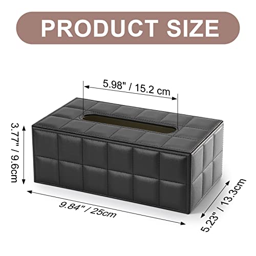 GORESE Rectangular Tissue Box Holder Tissue Box Cover PU Leather Facial Tissue Dispenser for Home Bathroom, Living Room, Bedroom, Dinning Room, Office, Car Automotive Decoration(Black)
