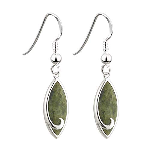 Rhodium Plated Connemara Marble Drop Earrings for Women, Jewellery