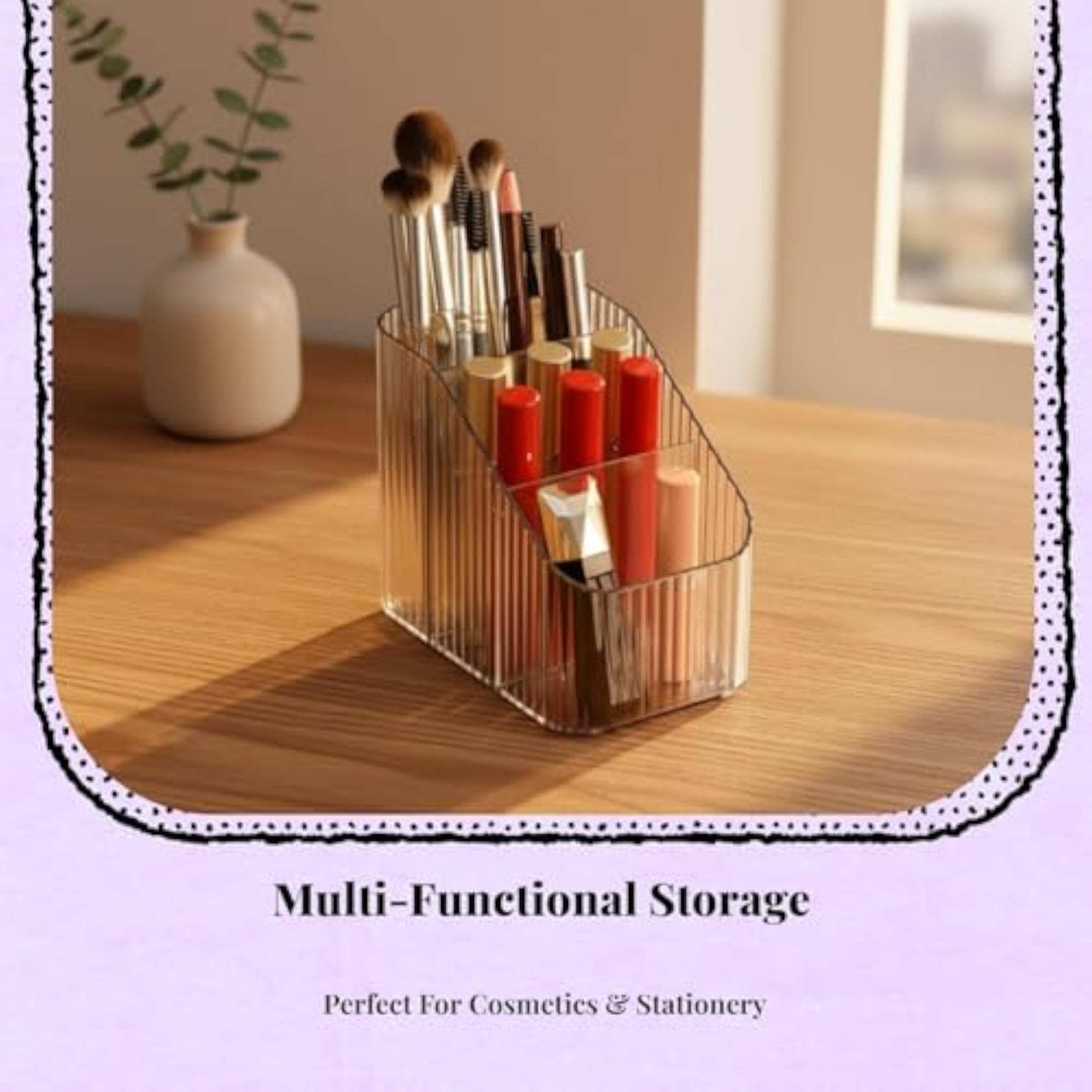 Makeup Brush Holder, Large Capacity Organizer, 360° Rotating Storage