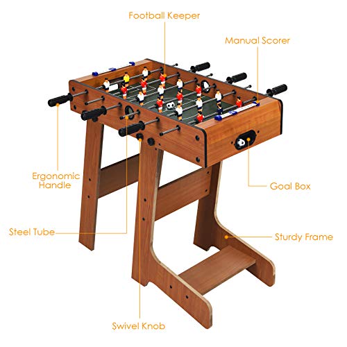 Goplus Foldable Foosball Table, 27'' Soccer Table Game W/ 2 Mini Footballs, Keepers & Steel Rods, Freestanding Football Game Set For Kids And Adults In Office, Home #TOP5