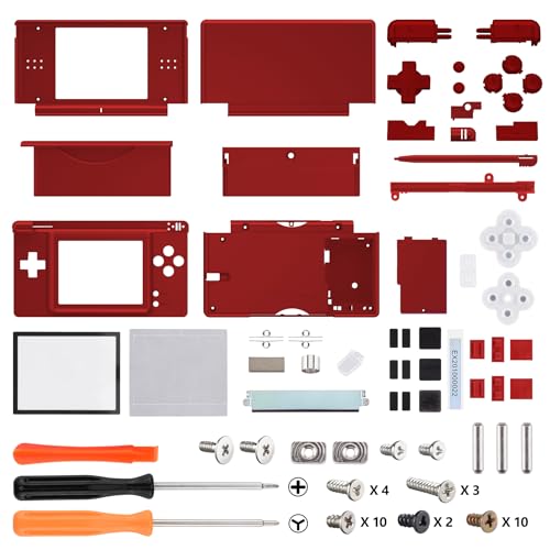Image of eXtremeRate Scarlet Red Replacement Full Housing Shell for Nintendo DS Lite, Custom Handheld Console Case Cover with Buttons, Screen Lens for Nintendo DS Lite NDSL - Console NOT Included