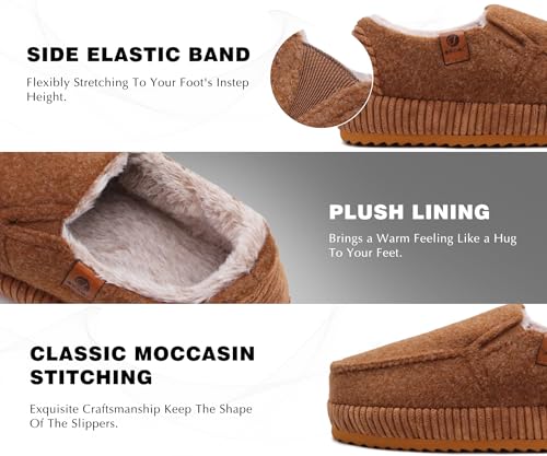 Image of ONCAI Mens Clog Slippers with Arch Support Stripe Faux Fur Cotton-Blend High-Density Memory Foam Warm House Slippers Slip-on Indoor Outdoor Rubber Sole Size 7-16
