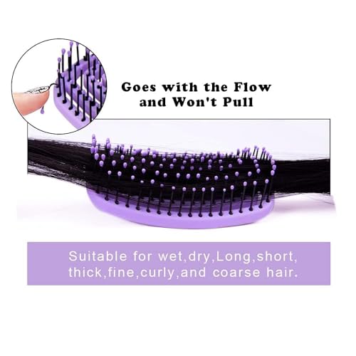 Image of Curved Vented Hair Brush for Fast Blow Drying, Professional Detangling Styling Brush for Wet & Dry Curly, Thick, Straight Hair for Women & Men (purple)