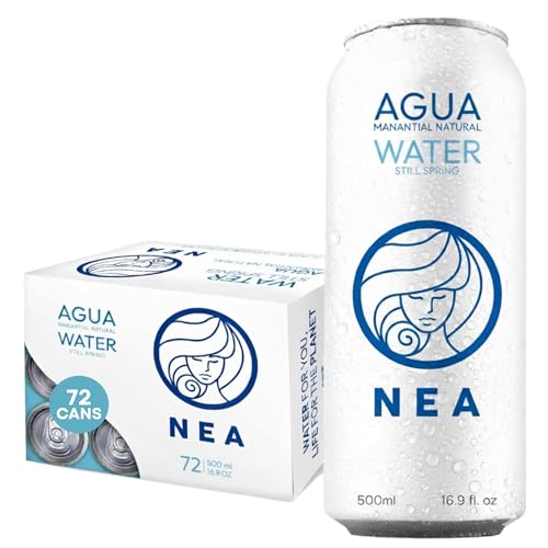NEA Agua Mineral Natural Enlatada - Agua de Manantial Premium en Latas de Aluminio Sostenible - Sin Plástico Sin BPA 500ml (6 Cajas - Pack de 72)