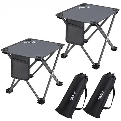 Roptat 2 Pack Camping Stool,Portable Folding Compact Lightweight Stool Seat for Camping Fishing Hiking Gardening Outdoor Walking Backpacking Travelling and Beach with Carry Bag (Grey)