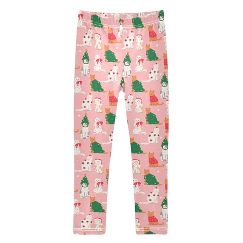 Girls Leggings Soft Toddler Ankle Length Bottoms Christmas Cats Kids Dance Yoga Pants 4-10 Years