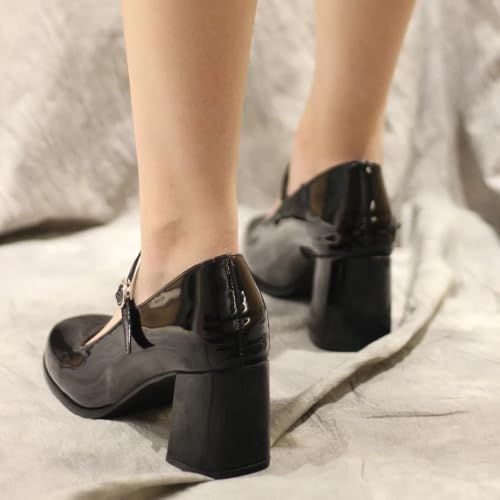 Chaussures à talons hauts et bout carré en cuir verni chic - 5