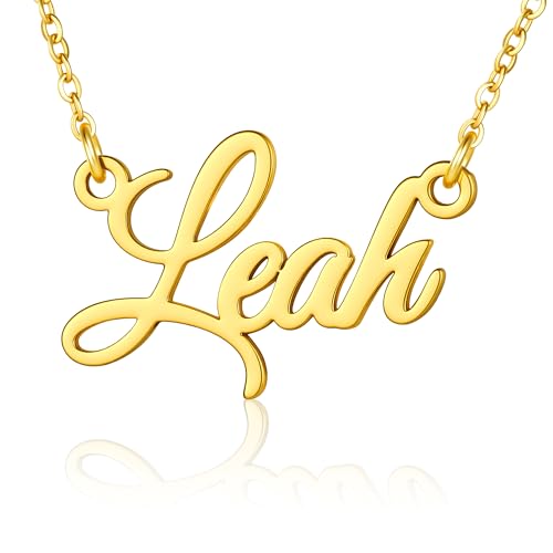 Ritach Leah Name Necklace - Custom Necklaces for Women Name Necklace Stainless Steel Necklace Womens Necklaces Personalized Necklace for Girls Little Girl Gifts Jewelry