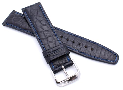 Bracelet RIOS1931 Alligator 19 mm Bleu compatible avec IWC Pilots