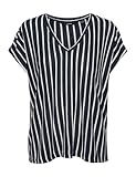 VERO MODA Vmlana SS V-Neck JRS Ga Top, Blazer/Stripes:Snow White, M