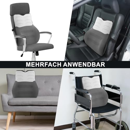 Quirlig Lendenwirbelkissen, Lendenkissen Auto, Lordosenstütze Auto, Rückenkissen Auto Memory Foam, Ergonomisches Rückenstützkissen fur Zuhause, Büro, Auto