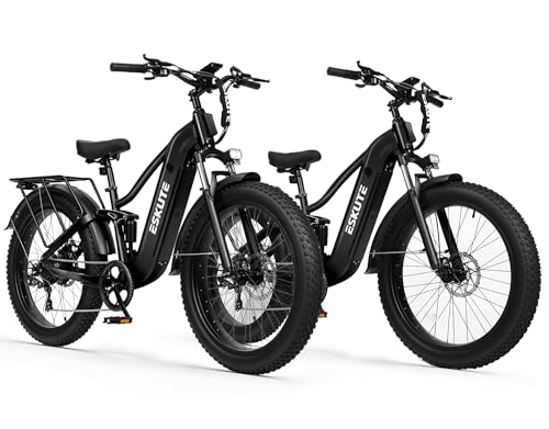 ESKUTE Electric Bike for Adults - 48V20.8Ah Battery Hunting Ebike up to 86 Miles, 32+MPH, Peak 1800W, 26x4.0 Fat Tire Step-Over 8-Speed Full Suspensions Mountain E-Bike image 3