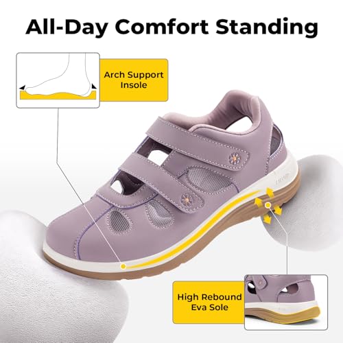 Image of FitVille Women's Wide Closed Toe Orthopedic Sandals, Summer Vacation Comfort Walking Sandals with Arch Support for Diabetic, Swollen Feet, Bunions