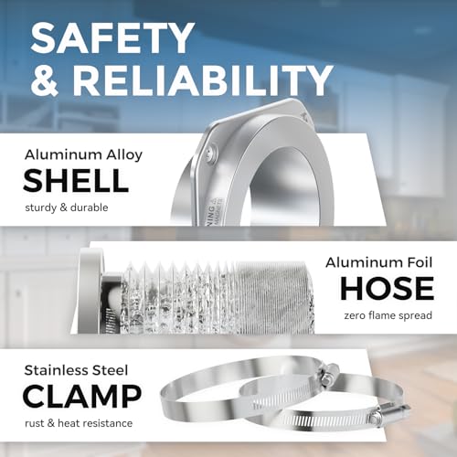 Image of Magnetic Dryer Vent Coupling DV180 Airtight Seal Dryer Vent Connector Kit Easy to Clean Quick Connector Including a 2.6ft 4 inch Duct and two Clamps