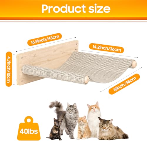 MeowHomm Rede de parede para gatos, camas e poleiros para gatos internos, móveis de parede de madeir
