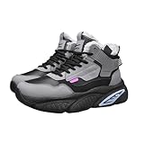 Genérico Zapatos de algodón de invierno de los hombres al aire libre de peluche grueso caluroso zapatos altos zapatos deportivos casuales (Black,42)