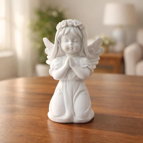 Image of CraftVatika White Praying Angel Cherub Figurine Set - Elegant Home Decor Showpiece for Living Room, Bedroom & Office Premium Decorative Statue Perfect for Anniversary, Housewarming, Christmas Gift
