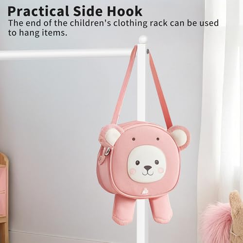 Livilord Kinder-Kleiderständer mit unterem Aufbewahrungsregal, Metall-Kleiderständer für Kinder, freistehend, Tanzkostüm, Kleiderständer zum Aufhängen von Kleidung, Weiß