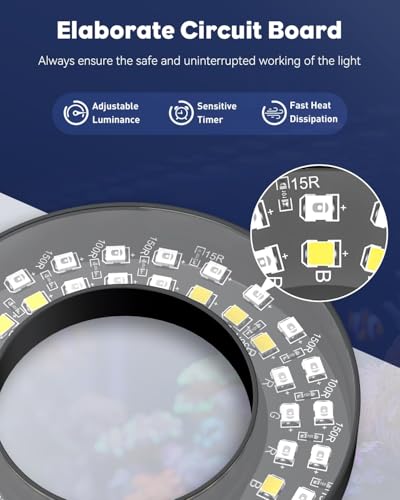 Image of Pawfly Aquarium Light for 1-3 Gallon Saltwater Fish Tanks, Clip On LED Reef Light for Corals, Dimmable USB Aquarium Lamp with Full Spectrum Lighting and Timer (Adapter Not Included)