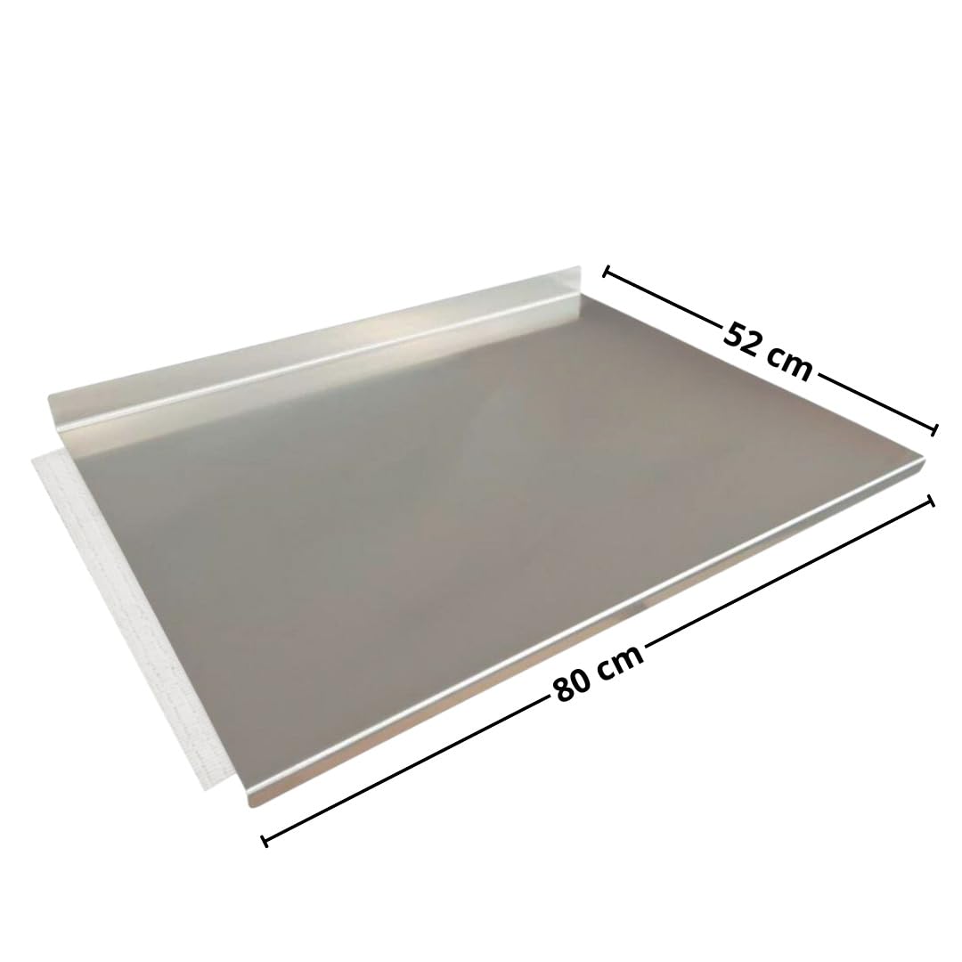 GIEMME | Spianatoia in Acciaio Inox AISI 304 52x80 cm - Piano di Lavoro Resistente e Igienico con Alzatina Posteriore e Tappetino Antiscivolo
