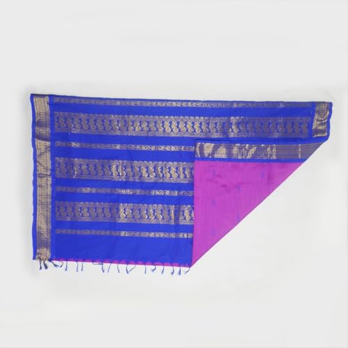 Image of Pure Kalyani Cotton Saree | Zari Border & Blouse Piece - Lata Gadwal Design | Traditional Saree