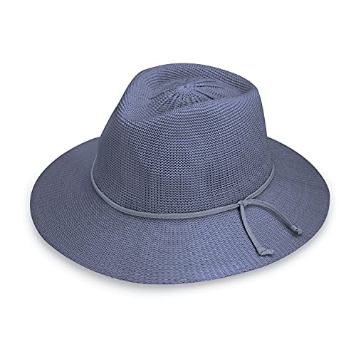 Wallaroo Womens Victoria Fedora UPF 50+ Sun Protection Wide Brim Packable Design and Adjustable Sizing for Medium Crown Sizes Sun-Smart Hat for Everyday (Dusty Blue)