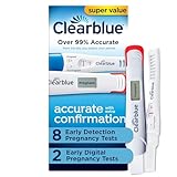 Clearblue Early Pregnancy Test Kit, at-Home Pregnancy Test Kit for Women, hCG Hormone Pregnancy Tests with Easy-to-Read Results, 10 Tests