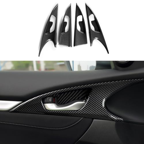 Image of Inner Door Bowl Decals for Honda Civic 2016 2017 2018 2019 2020 2021 10th Gen Accessories ABS Carbon Fiber Stickers, NOT for Hatchback