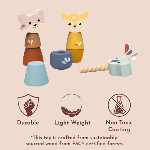 Image of SPEEDY MONKEY Wooden Screw Toys for Toddlers 24m+ Animal Nuts Bolts Set | animal shapes, screw twist pieces, nuts and bolts for kids, preschool toys, STEM threading problem solving, fine motor, build