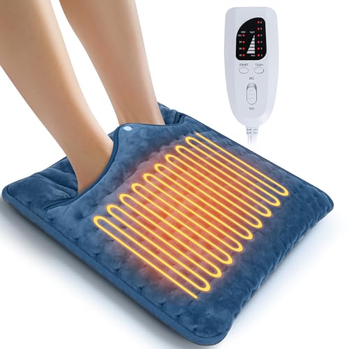 Ninonly 40x40 Electric Foot Warmers Fast Heating for Cold Feet with 6 Heat Levels 4 Timers Heating Pad for Feet Machine Washable Soft and Breathable Foot Heater for Men and Women Navy Blue