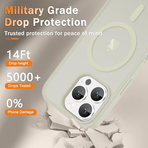 Image of YENAPOON for iPhone 16 Pro Max Case, Matte Magnetic Phone Cover [with 1 Screen Protector] [Support for MagSafe] [Shockproof Military Grade Protection] Translucent Frosted Back, Cream White