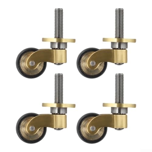 4 ruedas giratorias resistentes de latón macizo de 25 mm, con placas seguras, para sillas, gabinetes, muebles y sillas