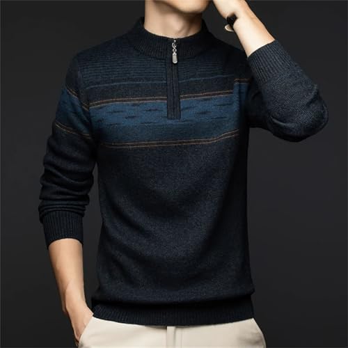 Men's Winter Thickened Knitwear 100 Percent Wool Casual Zip Collar Fashionable Base Layer Knitwear2