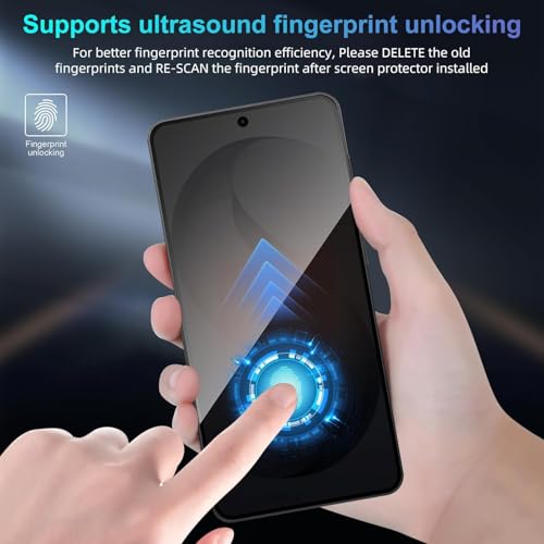 Image of OpenTech Military-Grade Gorilla Tempered Glass for Samsung Galaxy S26 Privacy with Fingerprint Unlock, Edge to Edge Coverage - Case Friendly, Anti-scratch and Bubble free installation kit