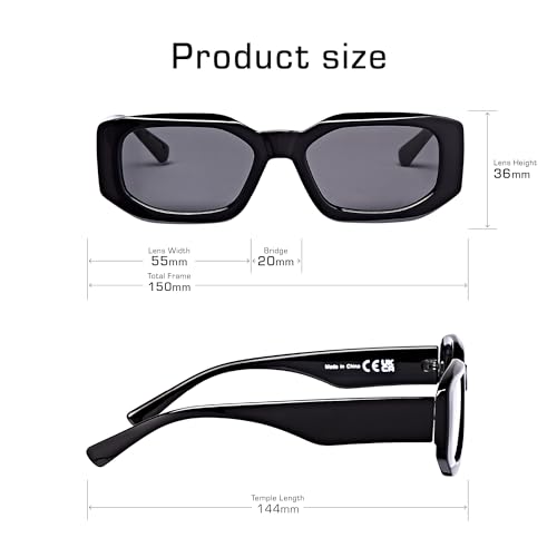 Mad Shade Sunglasses for Men & Women, Modern Classic Square Retro Fashion Shade with UV400 Protection, Oversized Bold Black2