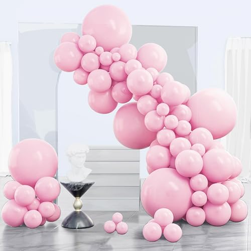 Image of PartyWoo Light Pink Balloons 140pcs Different Sizes of 18 12 10 5 Inch Pastel Pale Baby Pink Balloon Arch Kit Garland for Baby Shower Bachelorette Bridal Shower Birthday Party Decorations Pink-Y48