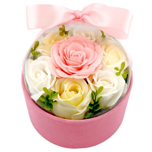 Eleganter Flowerbox mit Seifenrosen im rosa Geschenk-Karton – Seifenblumen Deko Eleganter Flowerbox mit Seifenrosen im rosa Geschenk-Karton – Seifenblumen Deko