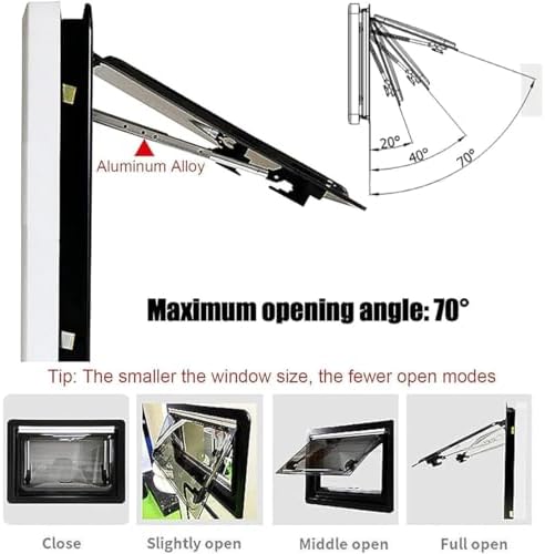 External Push RV Window for Motorhome & Camper, Side Hinged with Fly Screen & Blind, 600x500mm Vent for Trailer, Yacht & Caravan - Durable & Stylish Design