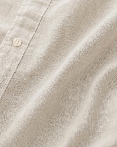 Image of Nobero Breezy Premium Linen Cotton Shirt for Men | Stylish Casual Shirts for Men | Semi Cut Collar | Box Pleat | Curved Hem | Regular Fit | Full Sleeve | S-XXXL