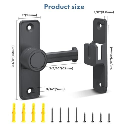 XOOL Barn Door Lock Latch, 90 & 180 Degree Heavy Duty Barn Door Latch, Lock Latch for Door, Garden, Bathroom, Garage, Window, Outdoor, Garage, Barn
