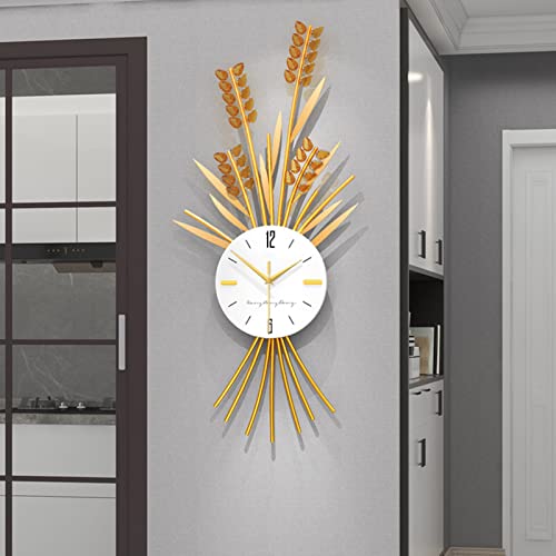 Horloge murale dorée moderne en métal de 76x36 cm pour salon