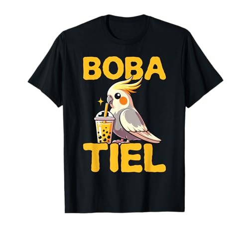 Bubble Tea Cockatiel Kawaii Design divertente Boba Tiel Maglietta