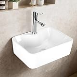 Lavabo para Baño, Lavabos Modernos para Baño 40 * 30 * 13.5CM, Lavabo con Tubo de Desagüe, Grifo, Tubería de Entrada...
