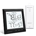 KIDLEDUCT Indoor Outdoor Thermometer Wireless Battery Powered, High Precision Inside Outside Humidity Temperature with Alert, 10S Backlight Weather Thermometers with 1 Sensor, 330ft Wireless, Black