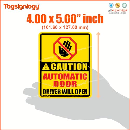 Image of (2 pcs) Caution Automatic Door Driver Will Open Dont Pull Safety Notes for Passenger & Driver UB LY Taxi Car Service Warning Sign UV Weatherproof Waterproof Vinyl Stickers