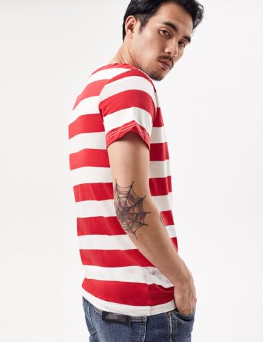 Wide Striped T Shirt for Men Sailor Tee Red White Black Navy Stripes Top Basic2