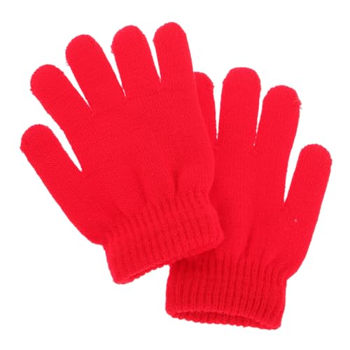 Beaupretty Warm Gloves Knit Full Finger Winter Gloves for Boys Ages Solid Color Lightweight Washable for Autumn Winter