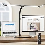 GAEFURY Schreibtischlampe LED Dimmbar, 24W LED Schreibtischlampe für Homeoffice, Augenschutz Tageslichtlampe mit Fernbedienungen, 5 Farb 5 Helligkeit Büro Tischlampe（Schwarz2）