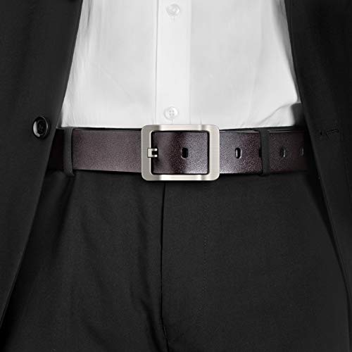 Men Belt - 100% Genuine Leather casual Dress Belts Big Metal Buckle Adjustable Size designer Fashion Gifts
