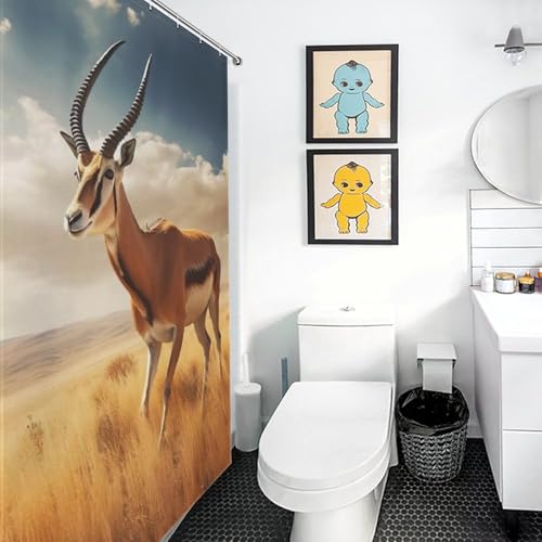 Rideau de douche antilope polyester anti-moisissure lavable pour baignoire salle de bains - 3